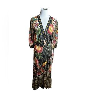 Farm Rio Tropical Floral Wrap Maxi Dress, Small